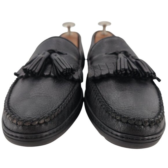 Vintage Bragano Cole Haan Black Pebble Grain Tassel Loafers Men 11.5 Dress Shoes - Picture 5 of 11